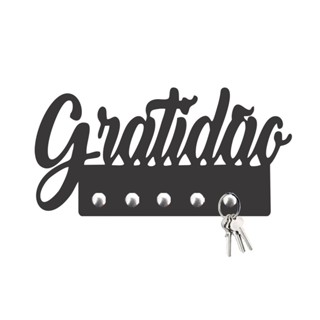 Porta Chaves Gratidão Decorativo de Parede em MDF 3mm Preto Fosco em Oferta na Shopee