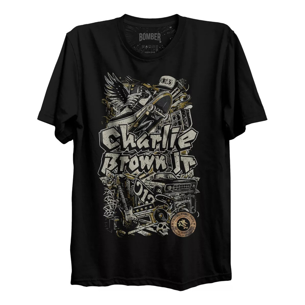 Camiseta Unissex Oversized Plus Size Feminina Masculina Charlie Brown Jr. Manga Curta Streetwear Estilo Americano