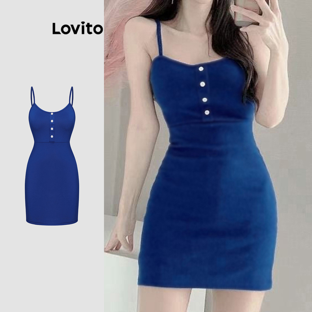 Lovito Vestido casual simples com botões para mulheres L114AD577 - Women Clothes