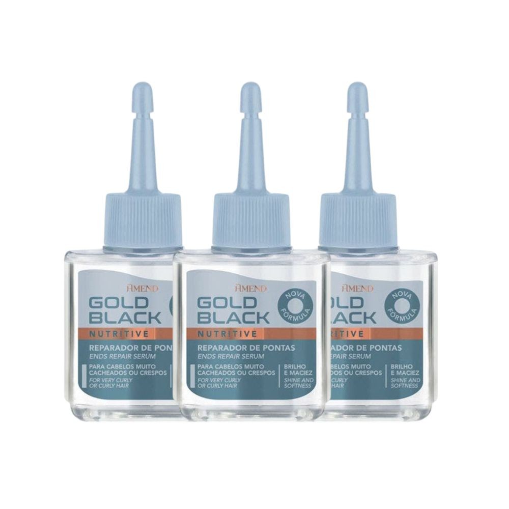 Kit Reparador de Pontas Amend Gold Black 30ml (3 unidades) em Oferta na Shopee