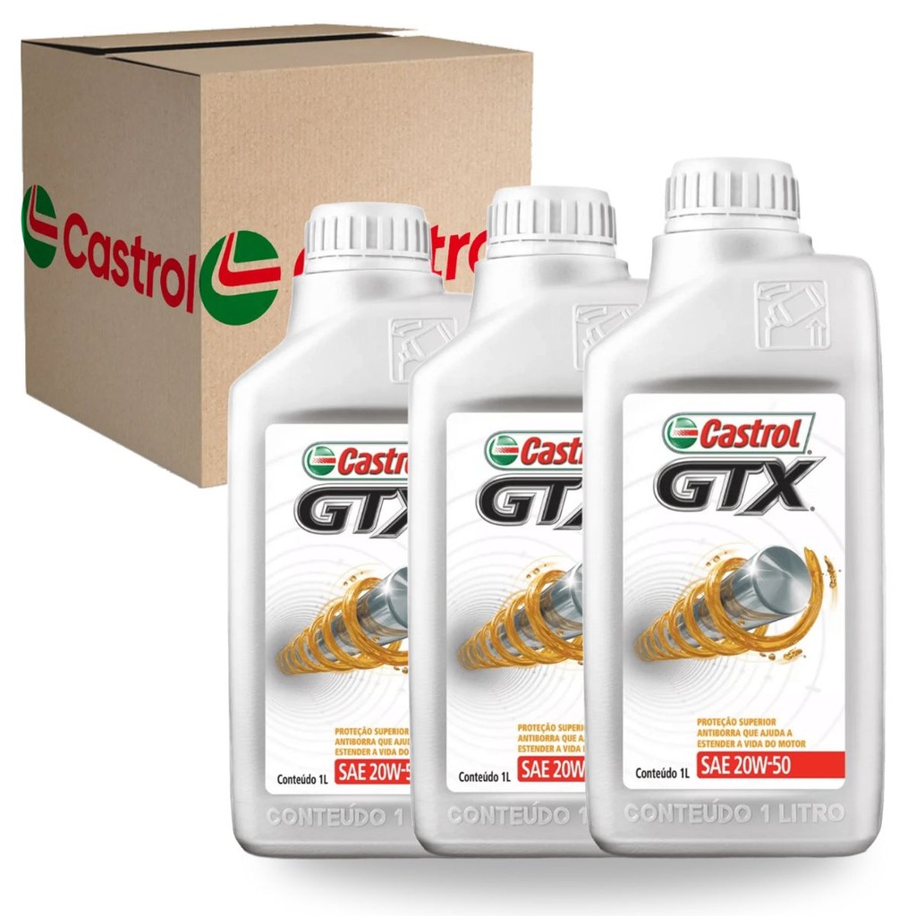 Kit 3 Oleos Lubrificante GTX 20w50 Mineral SAE API Original Castrol em Oferta na Shopee