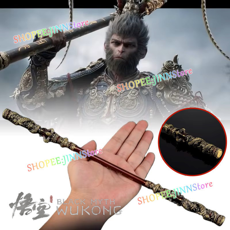 JINN-Mito Preto: Modelo de Arma de Metal Wukong Ruyi Jingu Bang 35cm para Jogos Pessoais, Ornamentos Colecionáveis, Equi