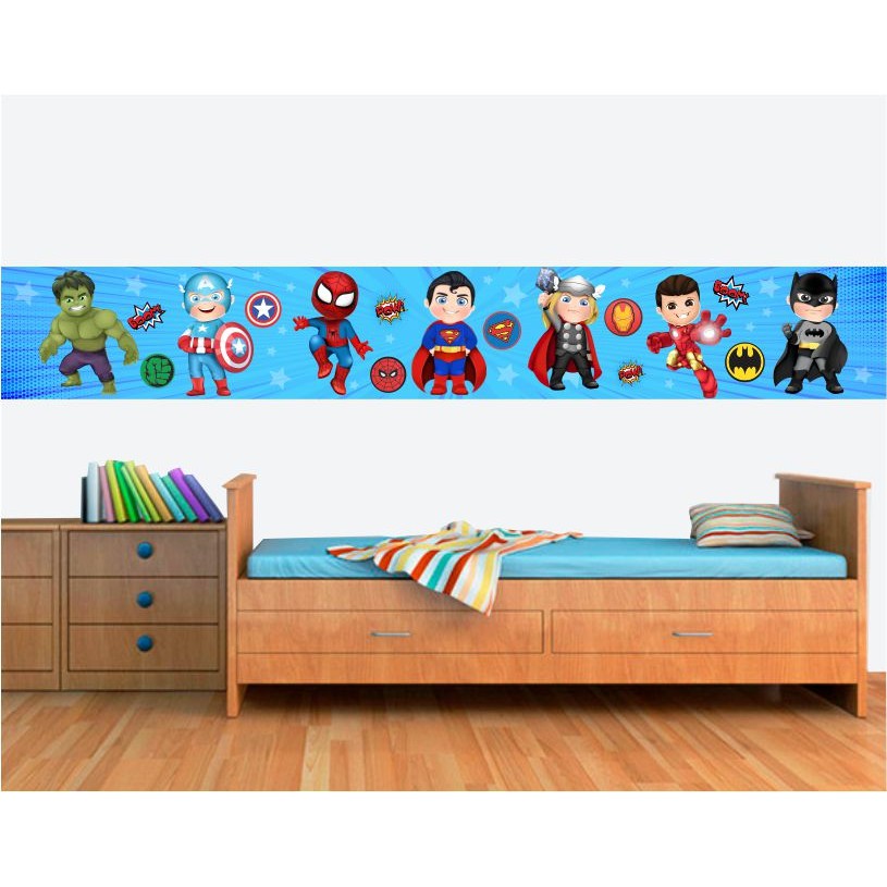 02 Faixas Decorativas Adesivo De Parede Infanti Heróis-fxbor45kit2 em Oferta na Shopee