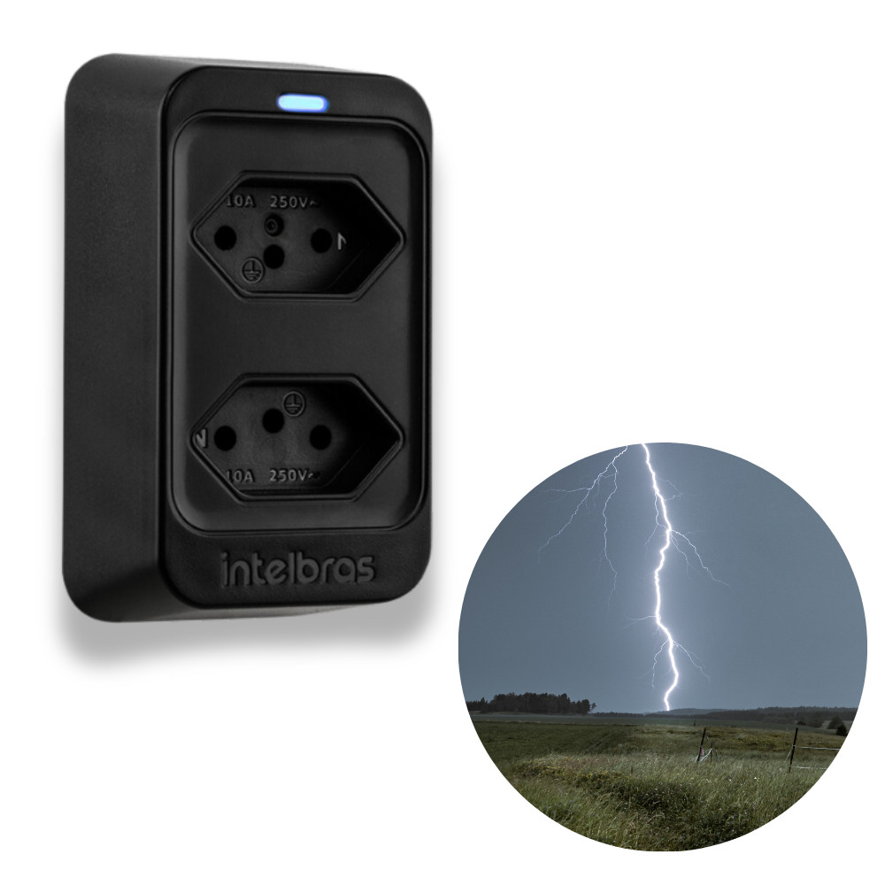 Tomada de Proteção Elétrica Anti Surto Intelbras Eps 302 Bivolt Preta 3 Pino Dispositivo Anti Curto Circuito em Oferta na Shopee