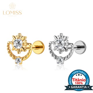 Piercing Labret Titânio Orelha Tragus Helix Sol Detalhes Com Zircônia Cravejada em Oferta na Shopee