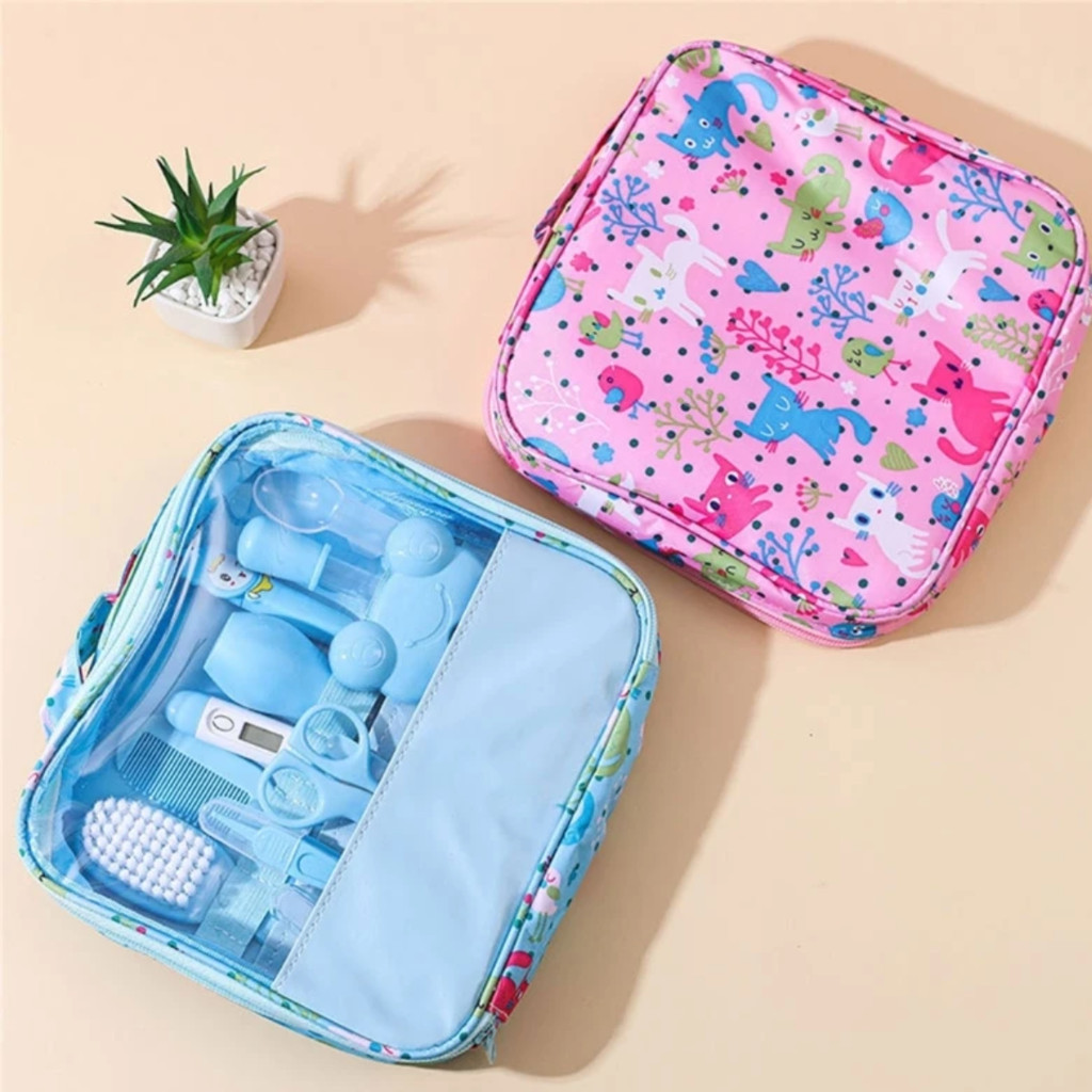 Kit Higiene Cuidados Saúde Bebê Recém Nascido 13pc Azul Rosa Conjunto