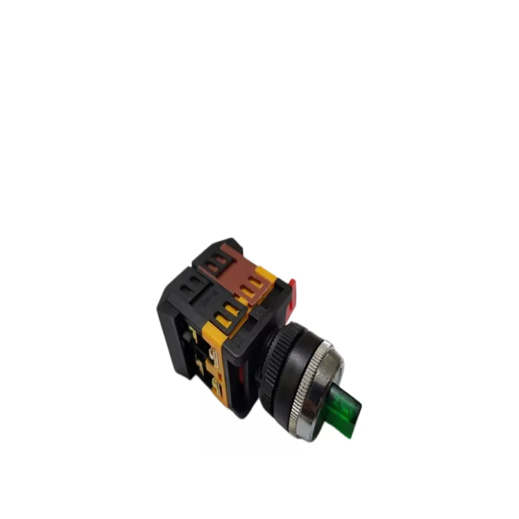 CHAVE COMUT. /SELETORA - FURO Ø 22,5mm - LAY80-PDL35G - (1NA+1NF) - 3 POSIÇÕS FIXAS - (1-0-2) - ILUMINADO VERDE