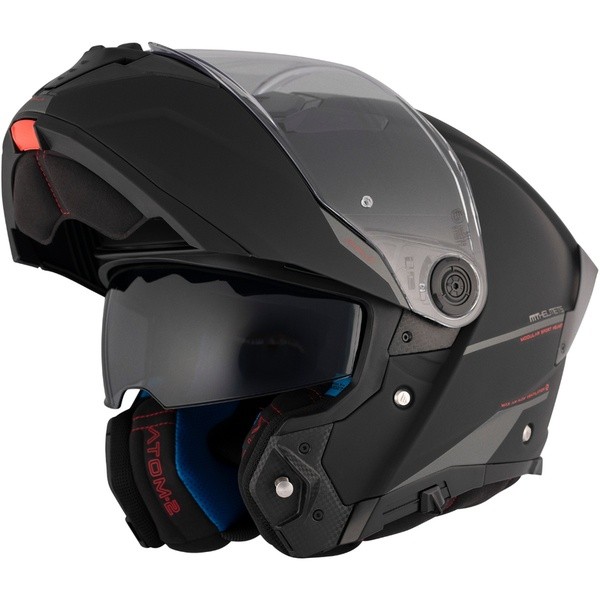 Capacete MT Helmets Atom 2 Solid A1 Preto Fosco Escamoteável Articulado Robocop