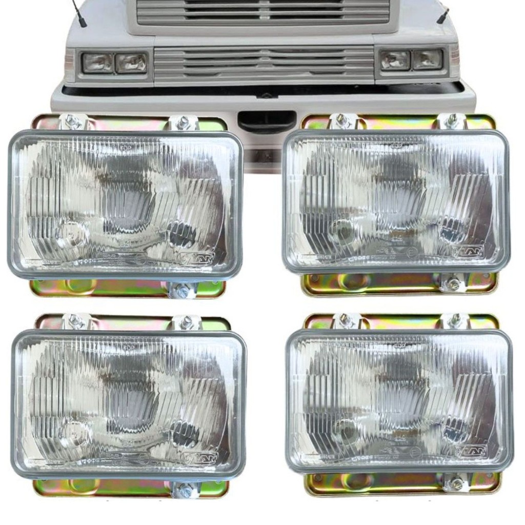 Kit 4 Farol Dianteiro Principal para Mercedes-Benz HPN Bicudo 1214 / 1418 / 1618 / 1935 / 1944 - 1993 a 2004 em Oferta na Shopee