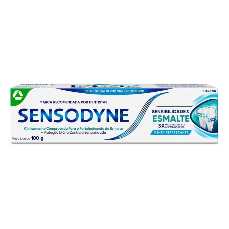 Creme Dental Sensodyne Sensibilidade & Esmalte Sabor Menta Refrescante 100g em Oferta na Shopee