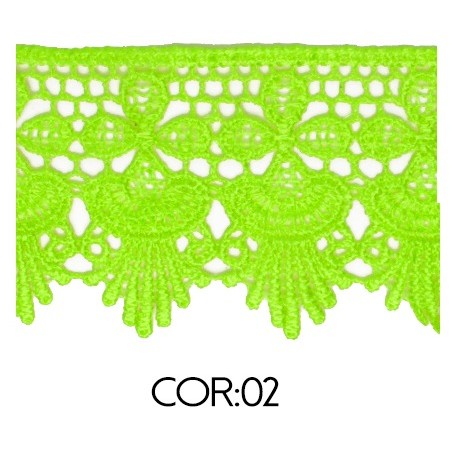 Renda Guipir CHL-631 6.0 Cm -  Rolo C/13.7 Metros Cor:Verde-Neon