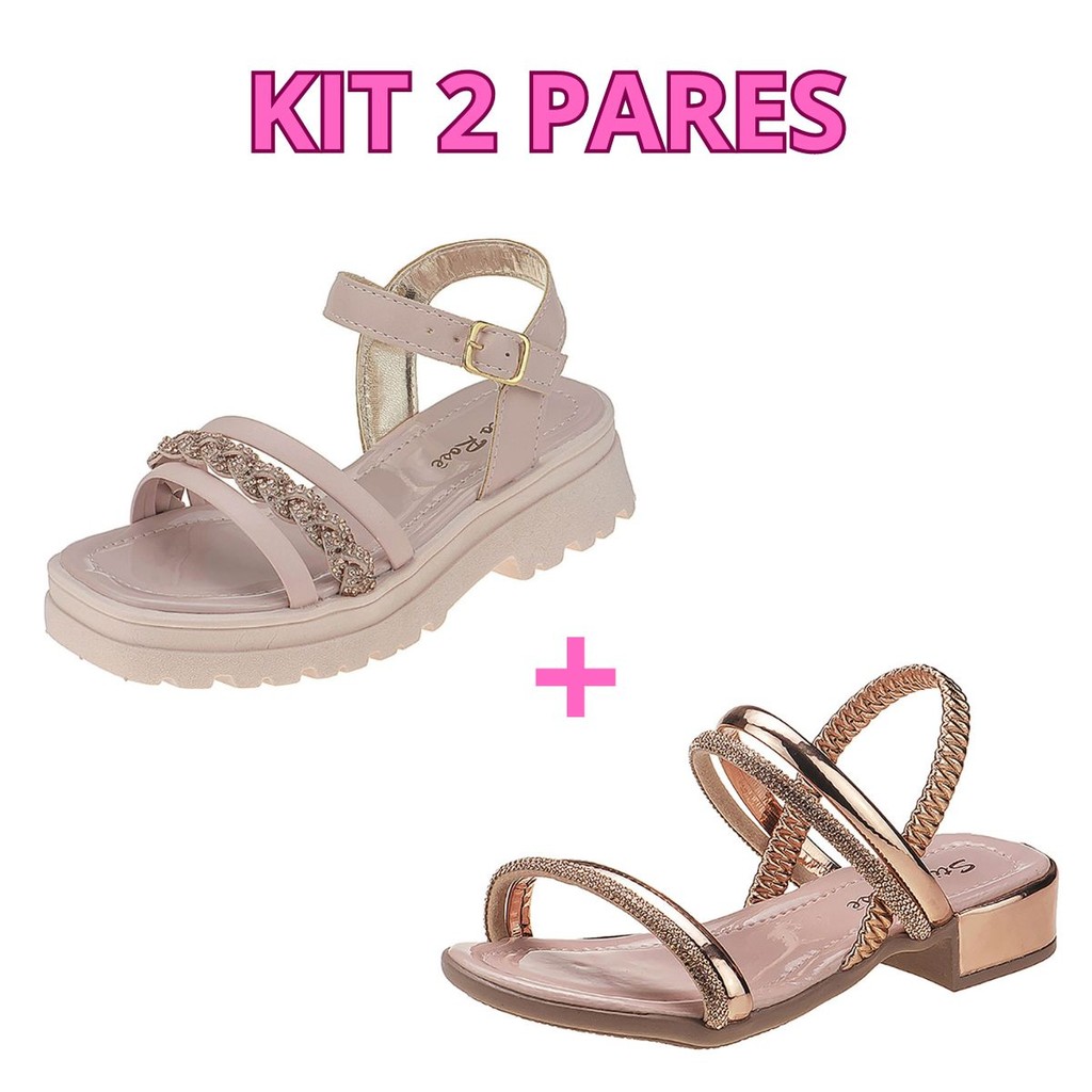 Kit 2 pares de Sandália Stilo Rosê Infantil