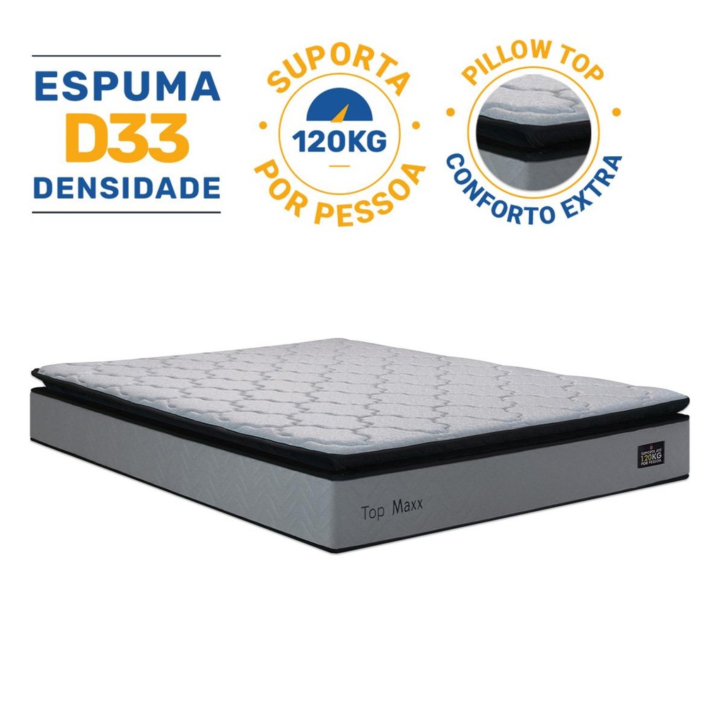 Colchão de Espuma D33 Pillow Top Maxx Queen 158cm em Oferta na Shopee