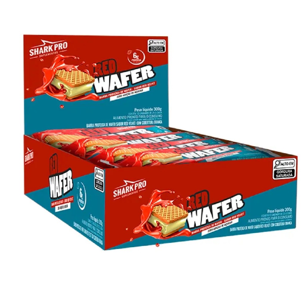 Wafer Proteico Display 12 Unidades 25g Red Velvet Shark Pro - Food & Beverages