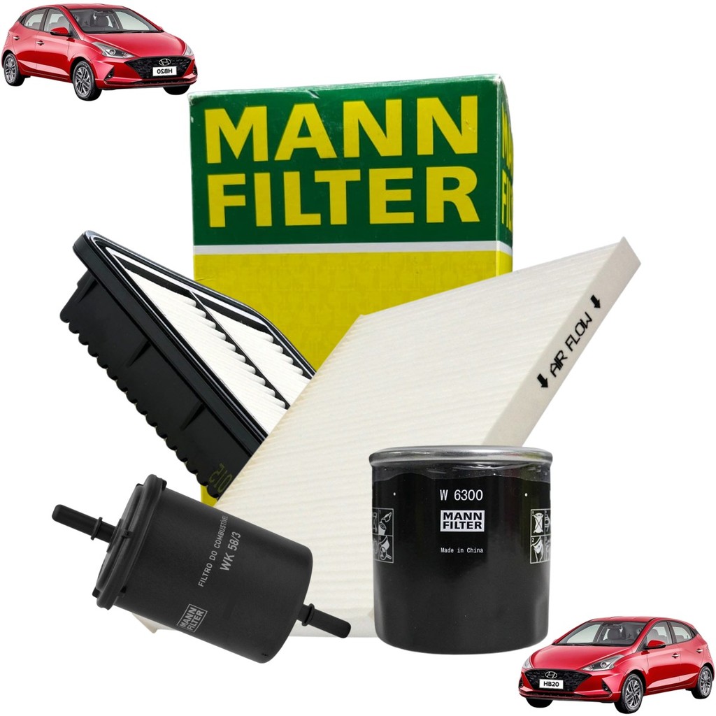 Kit Revisão Filtro Ar Cabine Combustível Óleo - Hb20 2012 A 2022 / Hb20 S 2013 A 2019 - Mann Filter Sp110684