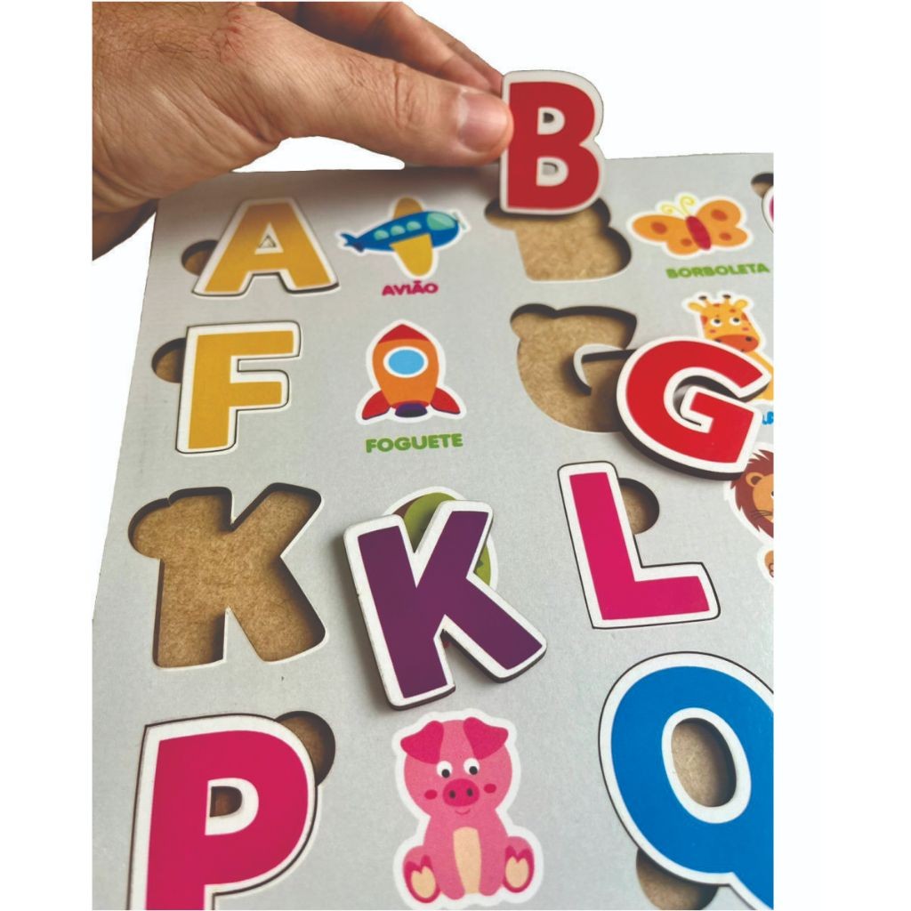 Brinquedo Educativo / Pedagógico Letras e Números Ilustrado Coloridos em MDF — imagem 2 de 2