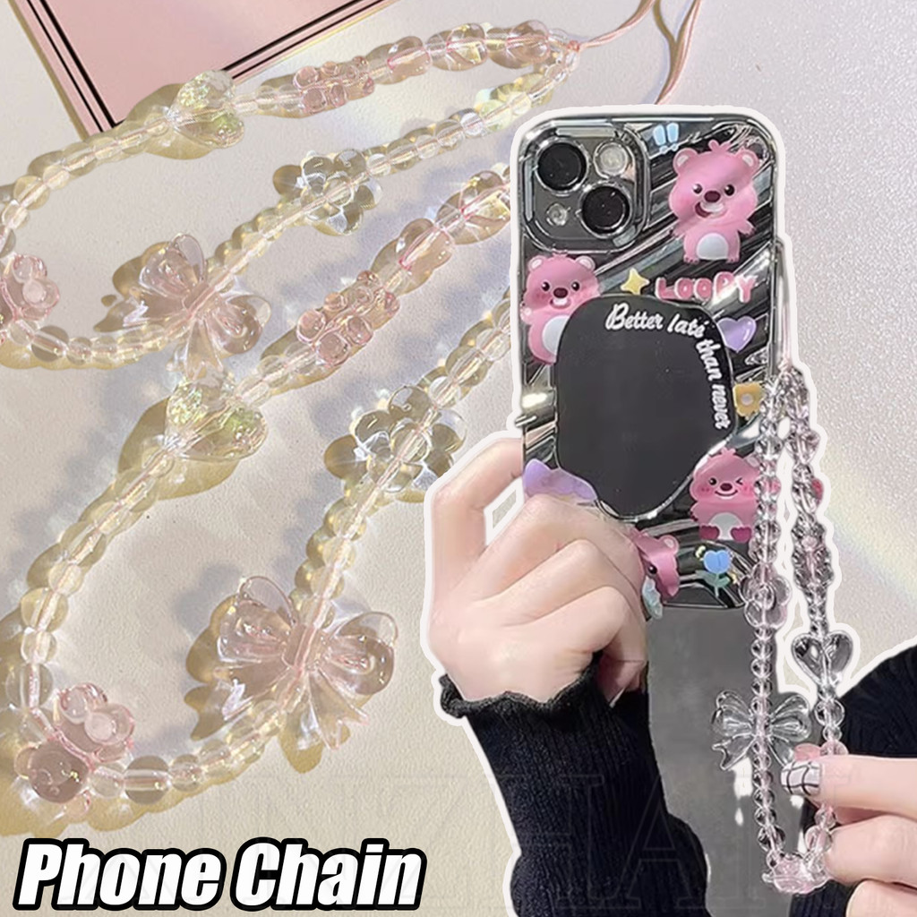 Cordão De Pelúcia Rosa Multiuso | Chaveiro Elegante Com Pingente De Telefone De Resina Para Bolsas/Dispositivos , Corren