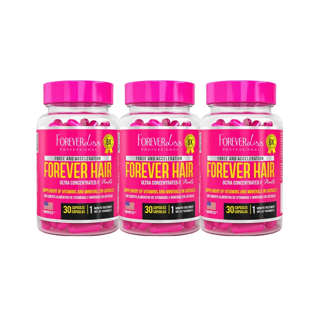 Kit 3 Suplementos Vitaminas Crescimento Capilar Forever Liss - Health