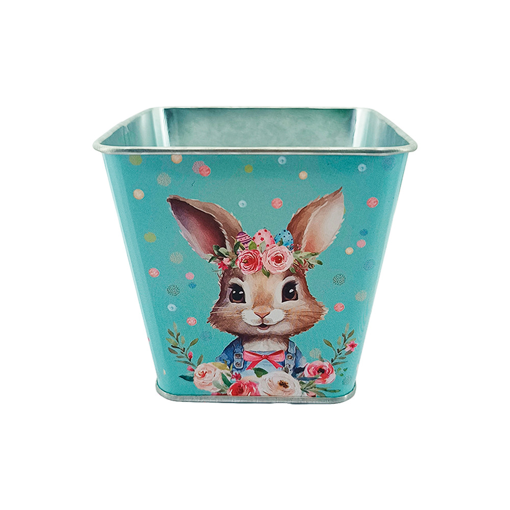 Baldinho de Páscoa Quadrado Metálico Coelhinho 9,5cm em Oferta na Shopee