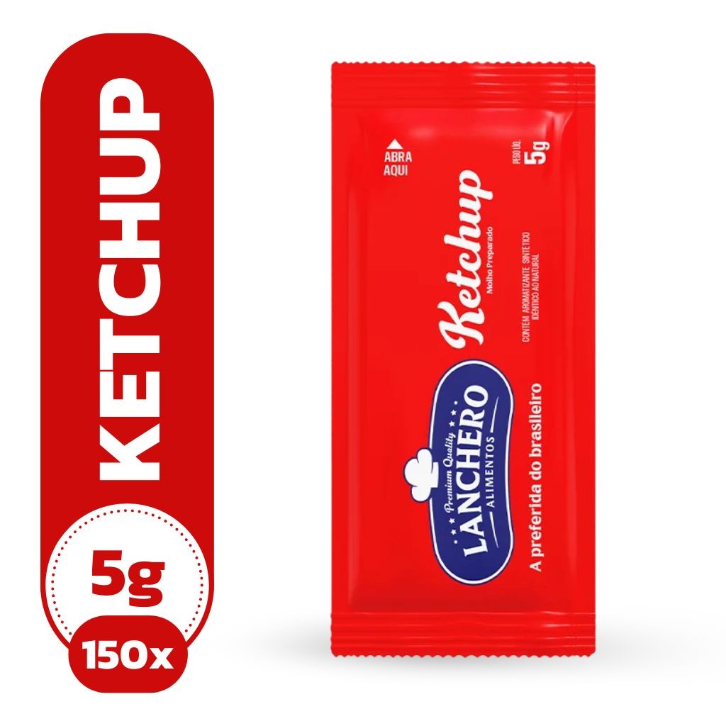 Sachê Ketchup Lanchero 5g Caixa 150 Unidades Tradicional Para Lanches Hot Dog Delivery em Oferta na Shopee
