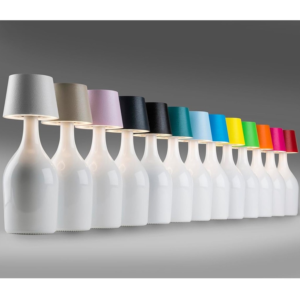 Tampa Garrafa Vinho Espumante WAF Brevetti Luminária Led One Light Luna Com Cabo USB Importado Italiano Abajur