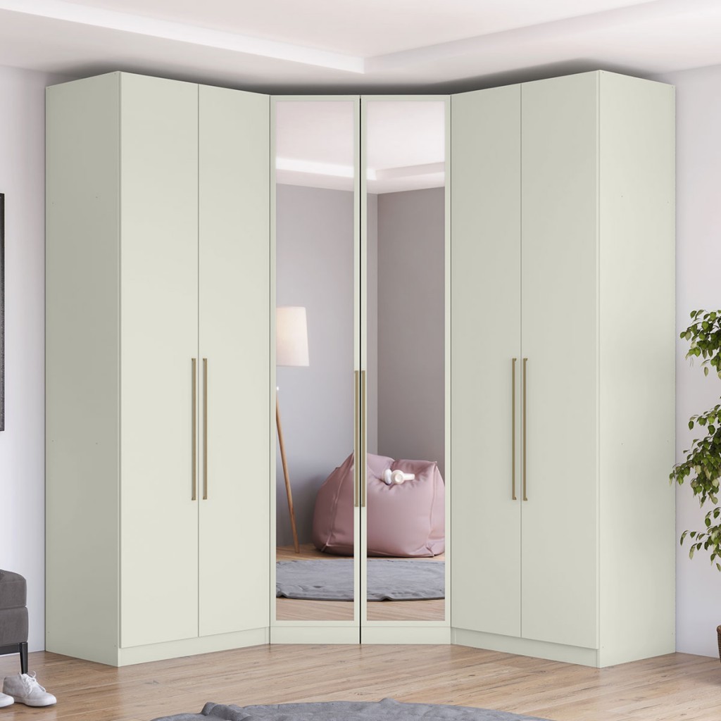 Guarda-Roupa Casal Modulado Seletto 6 Portas 3 Gavetas com Espelho Me31 Areia - Henn em Oferta na Shopee