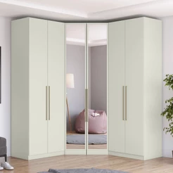 Guarda-Roupa Casal Modulado Seletto 6 Portas 3 Gavetas com Espelho Me31 Areia - Henn