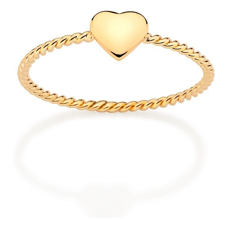 Anel Skinny Com Aro Torcido, Coração Rommanel 513223 em Oferta na Shopee