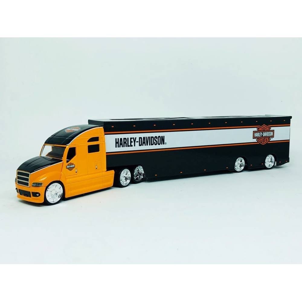 Miniatura Caminhão Custom Haulers - Harley Davidson - Laranja e Preto - 1:64 - Maisto