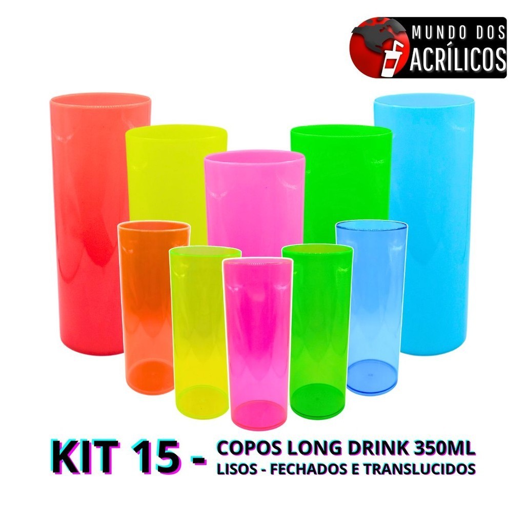 KIT 15 COPOS LONG DRINK 350ML LISO PARA PERSONALIZAR ADESIVAR FESTA em Oferta na Shopee
