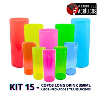 KIT 15 COPOS LONG DRINK 350ML LISO PARA PERSONALIZAR ADESIVAR FESTA em Oferta na Shopee