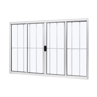 Janela de Alumínio de Correr Central 100x120cm 4 Folhas com Grade e Vidro Liso Slim Modular Ramassol em Oferta na Shopee