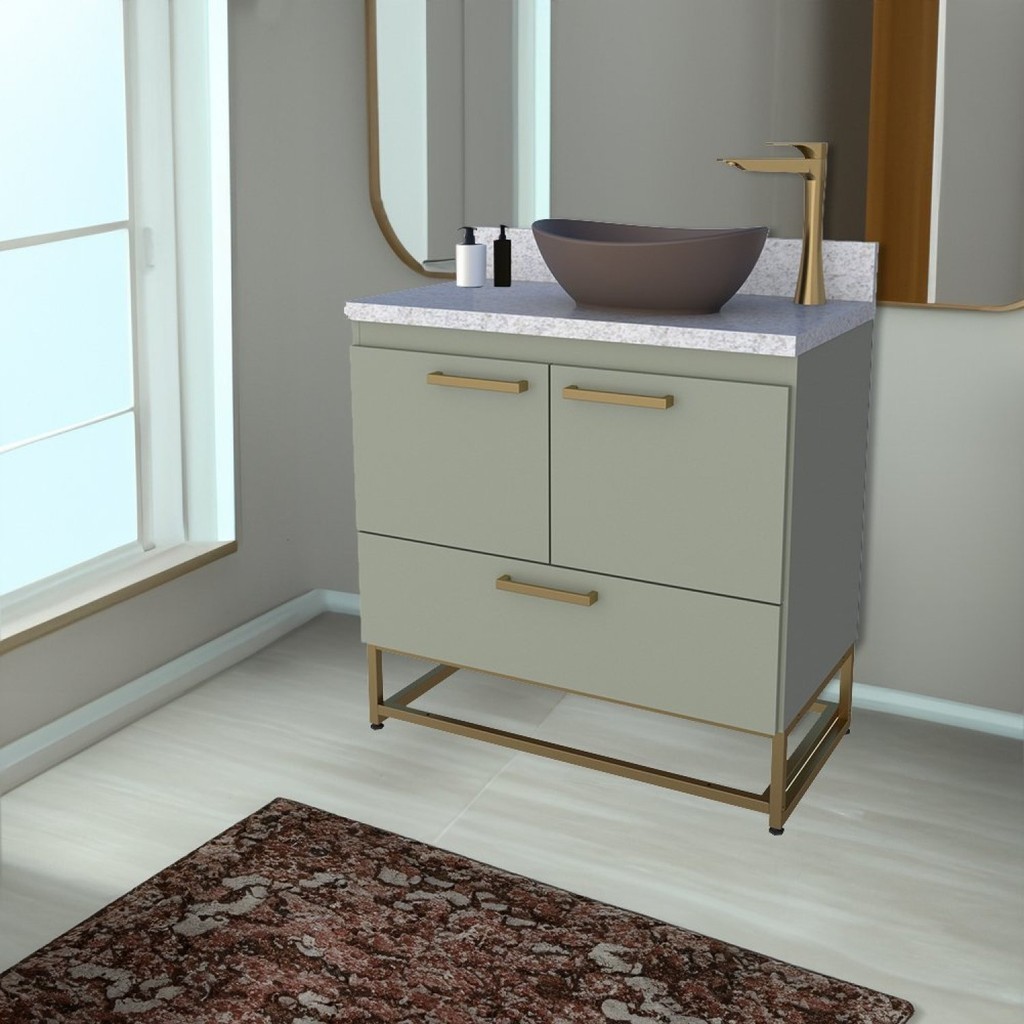 Gabinete para Banheiro Com Tampo de Granito 80cm Suez - Home & Living