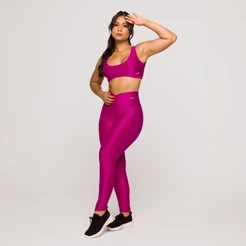 Conjunto Fitness Feminino Rosa Academia Poliamida Top e Legging Feminina Crossfit
