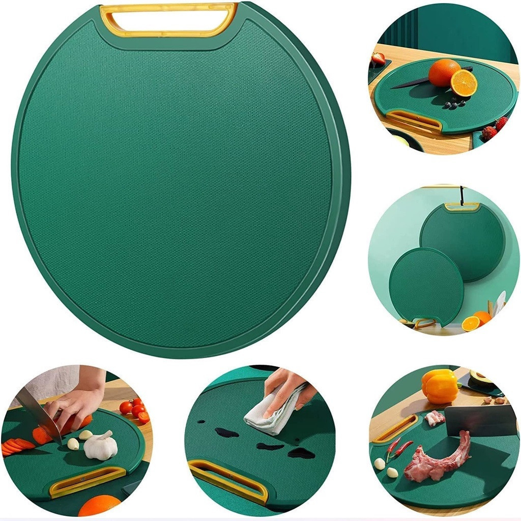 Tábua de Corte Antiderrapante Anti-mofo Redonda 30cm com Suporte - Corte carnes, legumes e frutas
