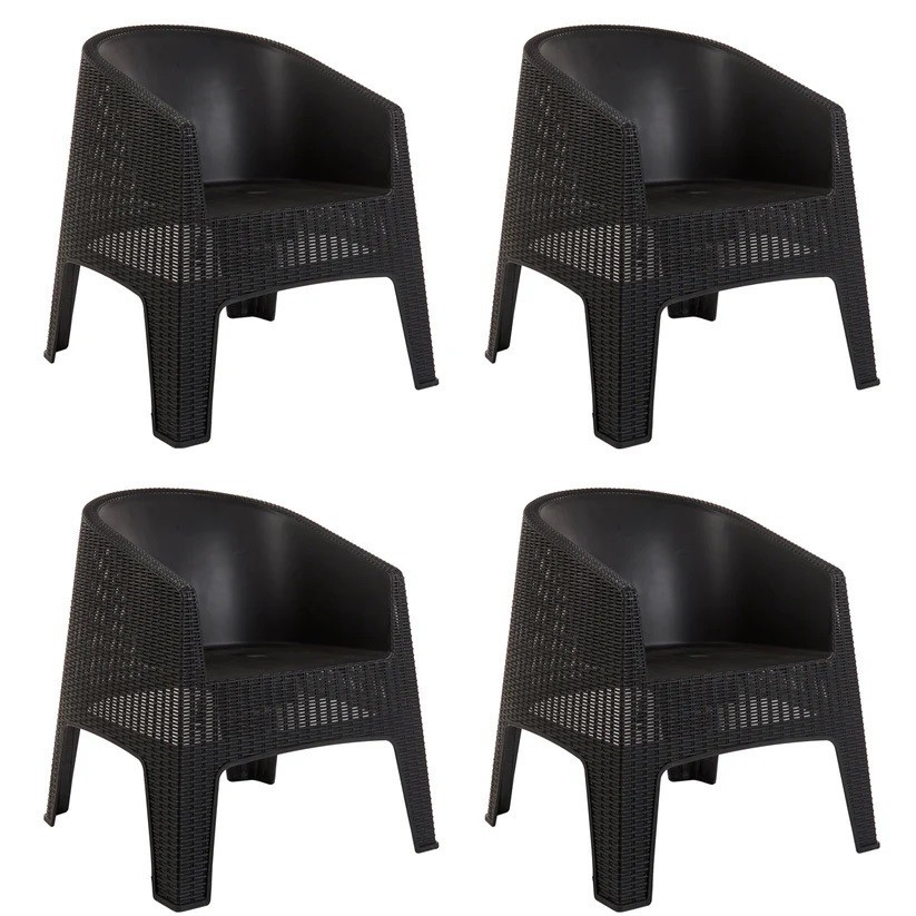 Kit 4 Poltronas Fibra Sintética Rattan Ibiza Garden Life em Oferta na Shopee