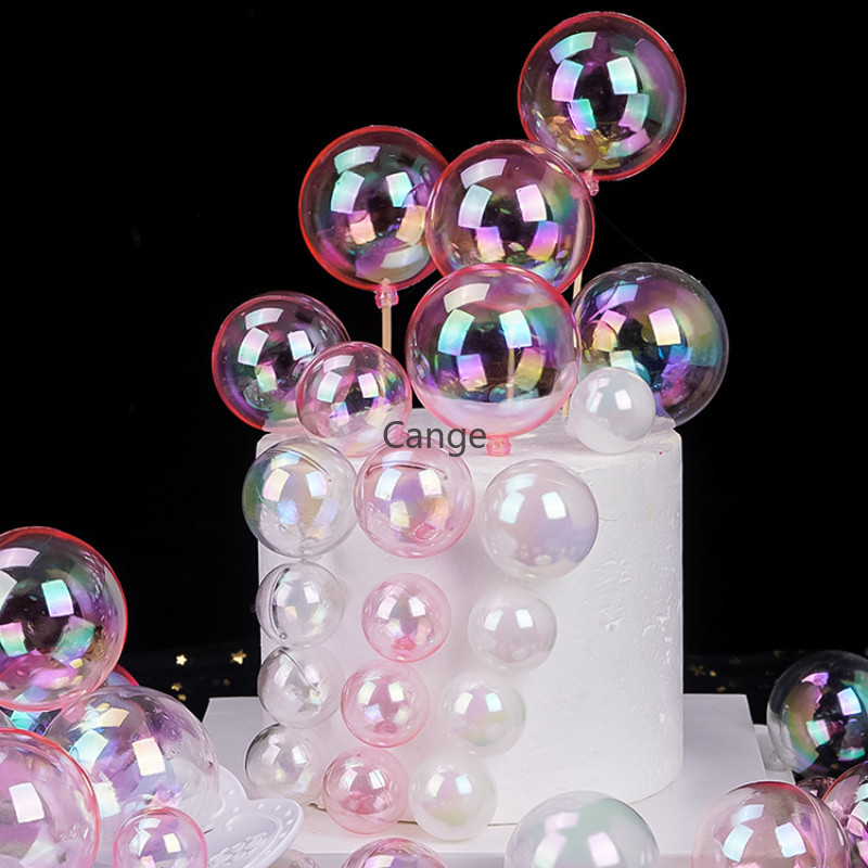 Decoração De Bolos Estilo INS Bolas De Desejos De Sonho Criativas Coloridas Bolhas Transparente em Oferta na Shopee