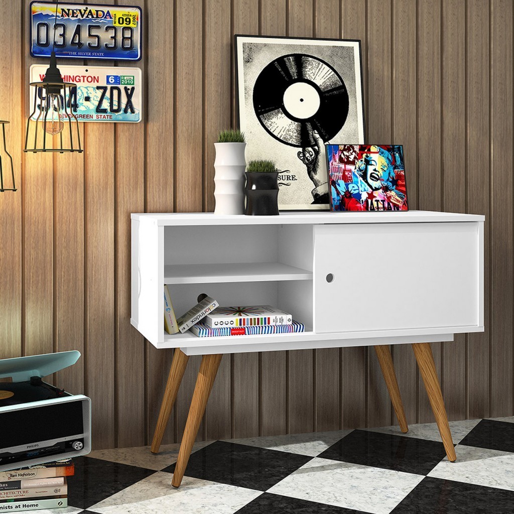 Bancada Retro 60 1 Porta 1 Prateleira Branco - Olivar Móveis em Oferta na Shopee