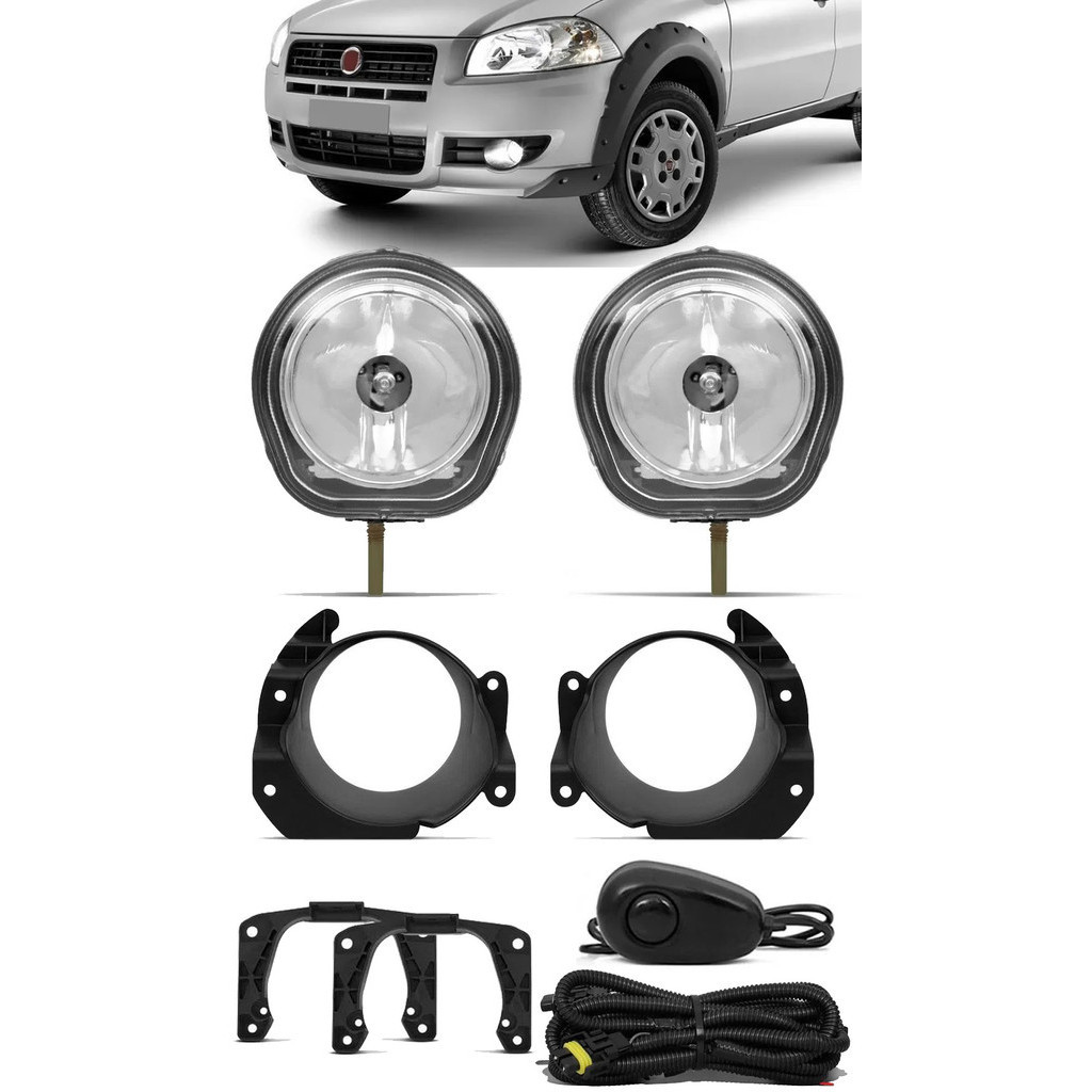 Kit Farol de Milha Fiat Strada Working 2012 2013 Botão Alternativo
