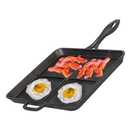 Frigideira De Ferro Fundido Breakfast Gourmet Ovo e Bacon e Lanches Multifuncional 3 divisorias Santana