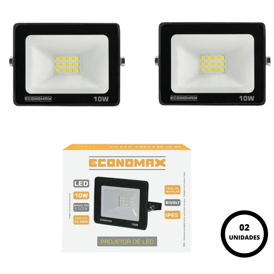 Kit 2 Refletor Led 10w Bivolt Branco Frio 6500k - Home & Living
