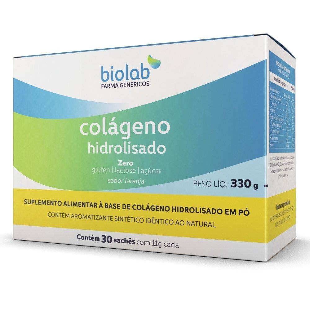COLÁGENO HIDROLISADO BIOLAB COM 30 SACHÊS SABOR LARANJA