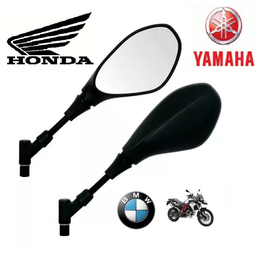 Retrovisor Moto Bmw Gs F800 Articulado Giro 360 Rosca Honda e Yamaha Haste Longa Normal Par