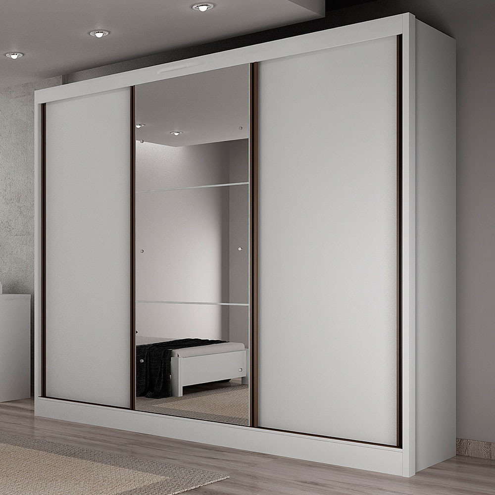 Guarda Roupa Casal 100% MDF Turim 3 Portas de Correr 6 Gavetas Una Mobília em Oferta na Shopee