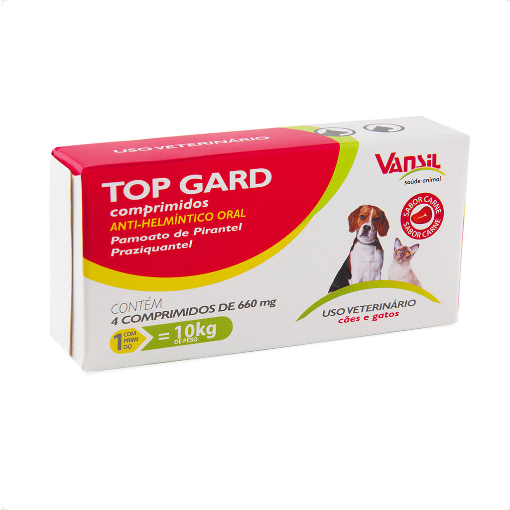 Top Gard Vansil 660mg Vermífugo para Cães e Gatos - 4 Cpr em Oferta na Shopee