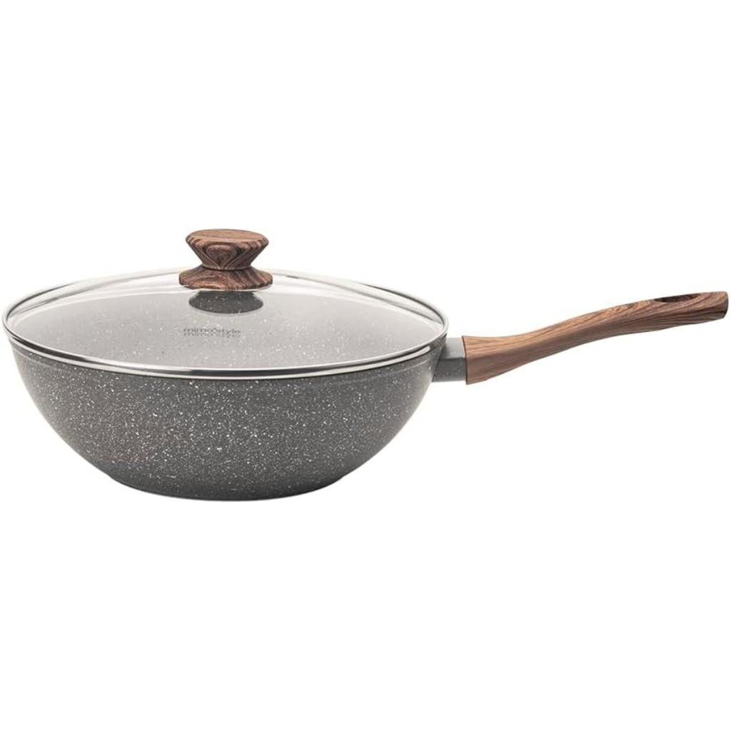 Wok com Tampa Style Cook Grafito 28cm Indução Alumínio com Revestimento em Cerâmica Mimo Style