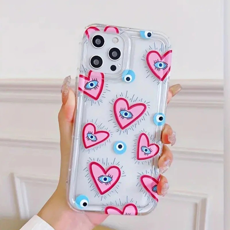 Moda Adorável Olhos Transparente Capa Para Samsung Galaxy S23 S22 S21 S24 Ultra Plus FE A15 A55 A54 A53 A52 A32 A13 A34 A51 4G 5G Macia À Prova De Choque De Silicone
