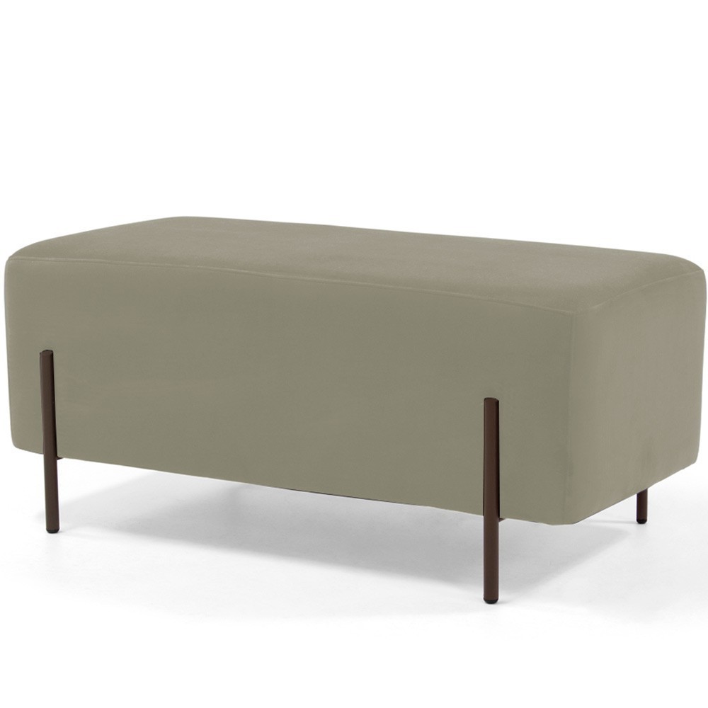 Puff Retangular Decorativo Status 90x45 D02 Pés de Aço Veludo Bege C-309 - Lyam Decor em Oferta na Shopee