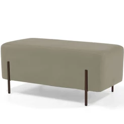 Puff Retangular Decorativo Status 90x45 D02 Pés de Aço Veludo Bege C-309 - Lyam Decor