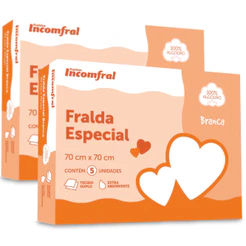 Kit 10 Fraldas De Pano 100% Algodão Tecido Duplo 70x70cm Incomfral